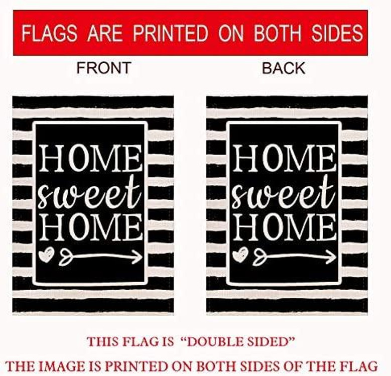 Welcome Home Watercolor Stripes Garden Flag , Home Sweet Home Vertical Double Sided 12 X 18 Inch Rustic Burlap Black And White Spring Summer Holiday Outdoor Décor
