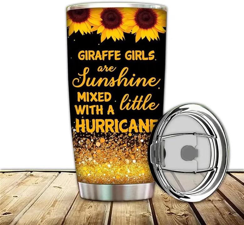 Giraffe Vacuum Tumbler Cup Sunflower Insulated Coffee Mug, Funny Animal Double Wall Water Travel Mug , Sunshine Mixed With A Little Hurricane Tumblers For Women Girls