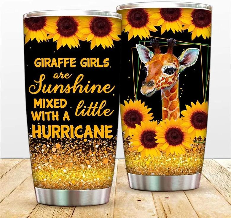 Giraffe Vacuum Tumbler Cup Sunflower Insulated Coffee Mug, Funny Animal Double Wall Water Travel Mug , Sunshine Mixed With A Little Hurricane Tumblers For Women Girls