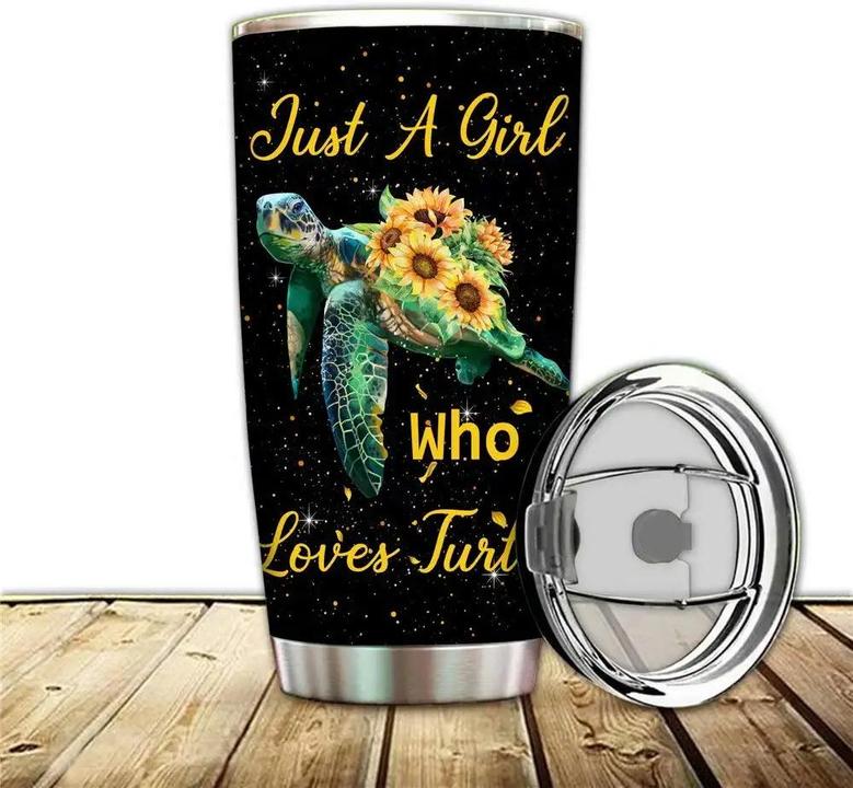 Not All Who Wonder Are Lost Vacuum Tumbler Mug, 20oz Double Wall Tumblers For Mom, Just A Girl Who Loves Turtles Insulated Thermal Cup, To Daughter Stainless Steel Travel Coffee Mugs