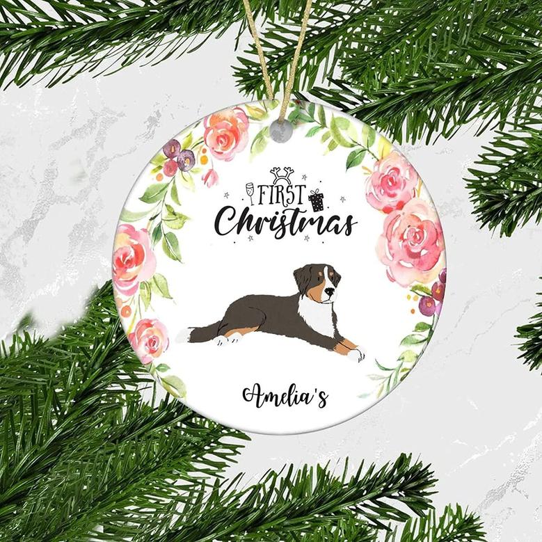 Baby First Christmas Ornament Baby Girl Boy Ornament 2022 Animal Pet Memorial Keepsake Xmas Gift Ideas For Newborn Baby New Parents Present For Friend Christmas Tree Ornament Round Flat Ceramic 3 Inch
