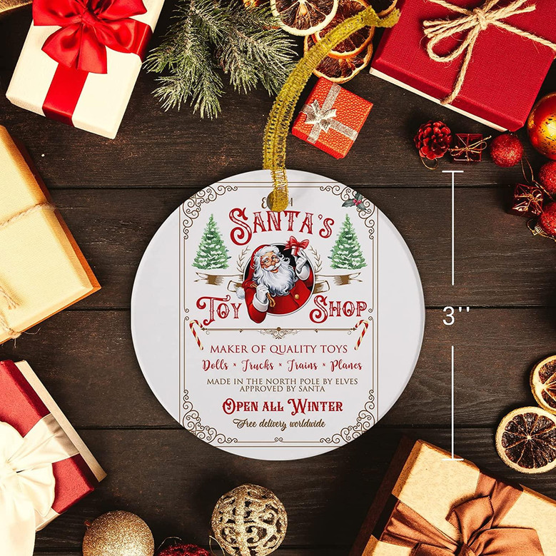 Christmas Ornament, Xmas Hanging Decorations- Santa's Toy Shop Christmas Tree Ornament Gift For Housewarming, Party, New Year And Holiday