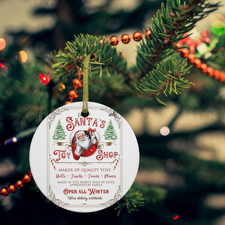 Christmas Ornament, Xmas Hanging Decorations- Santa's Toy Shop Christmas Tree Ornament Gift For Housewarming, Party, New Year And Holiday