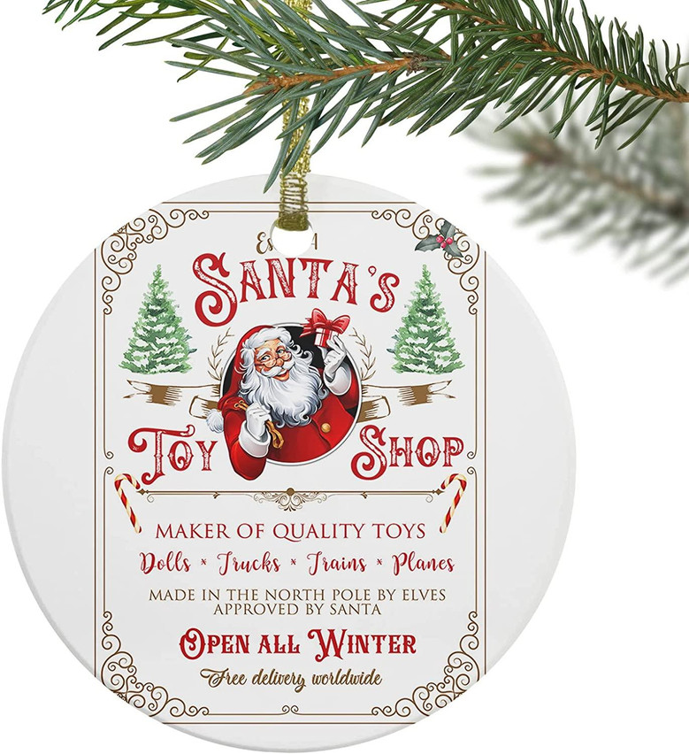 Christmas Ornament, Xmas Hanging Decorations- Santa's Toy Shop Christmas Tree Ornament Gift For Housewarming, Party, New Year And Holiday