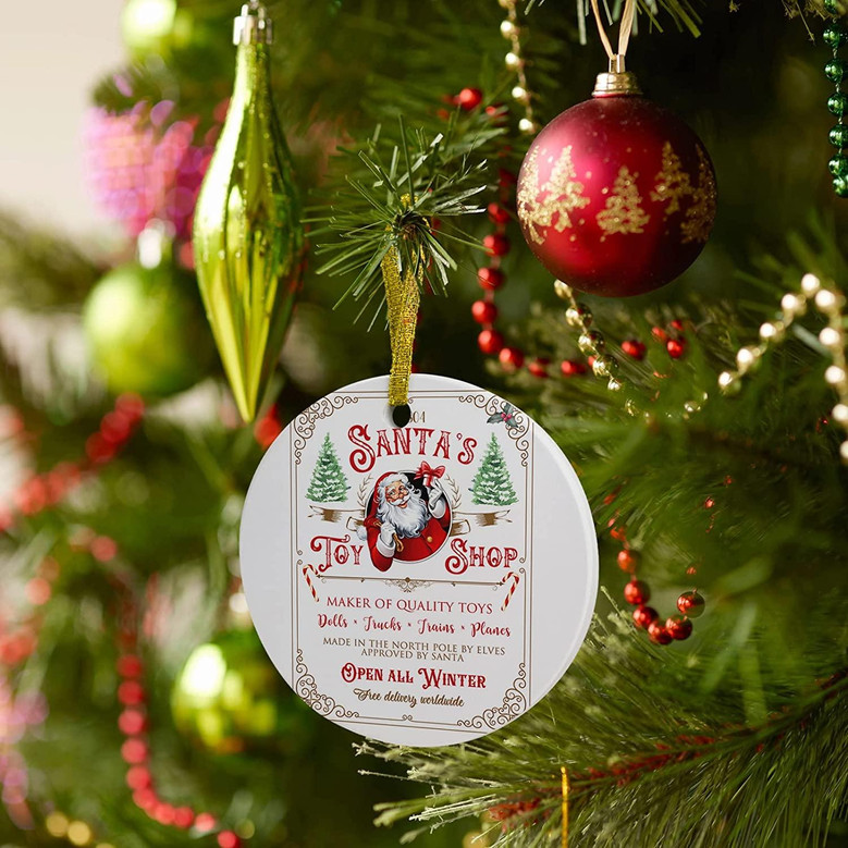 Christmas Ornament, Xmas Hanging Decorations- Santa's Toy Shop Christmas Tree Ornament Gift For Housewarming, Party, New Year And Holiday