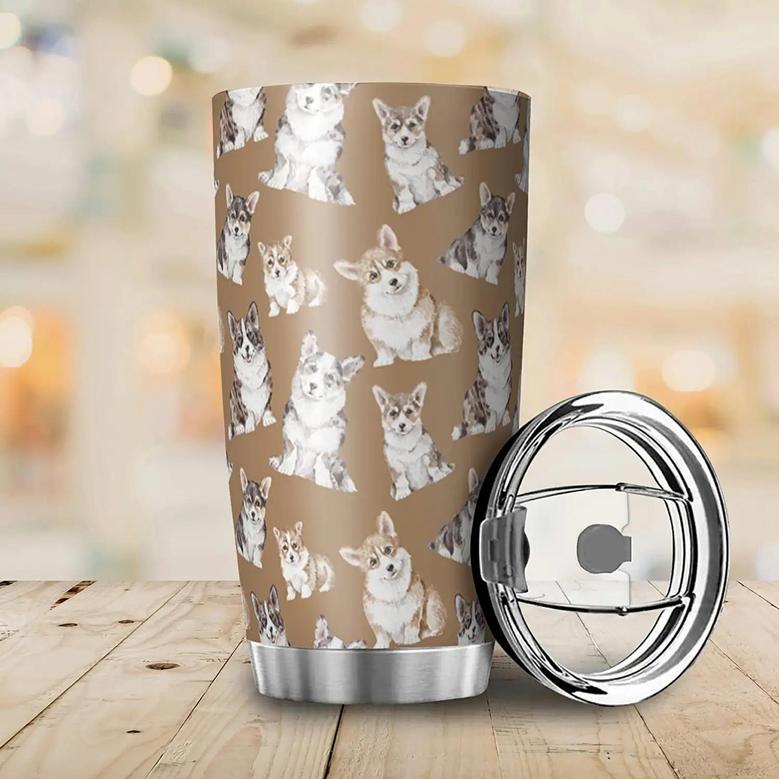 Corgi Tumbler Gifts For Dog Mom Dad - Stainless Steel Coffee Tumbler Vacuum Insulated Travel Mug - 20 Oz Stainless Steel Tumbler - Cute Corgi Dogs Mug Lover Gift For Her.