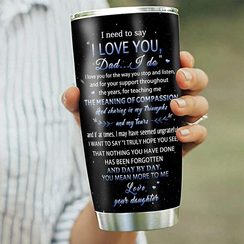 Dad Gift Tumbler Cup From Daughter, Fathers Day Birthday Gifts For Dad Blue Double Wall Vacuum Insulated Stainless Steel Travel Tumbler, 20oz