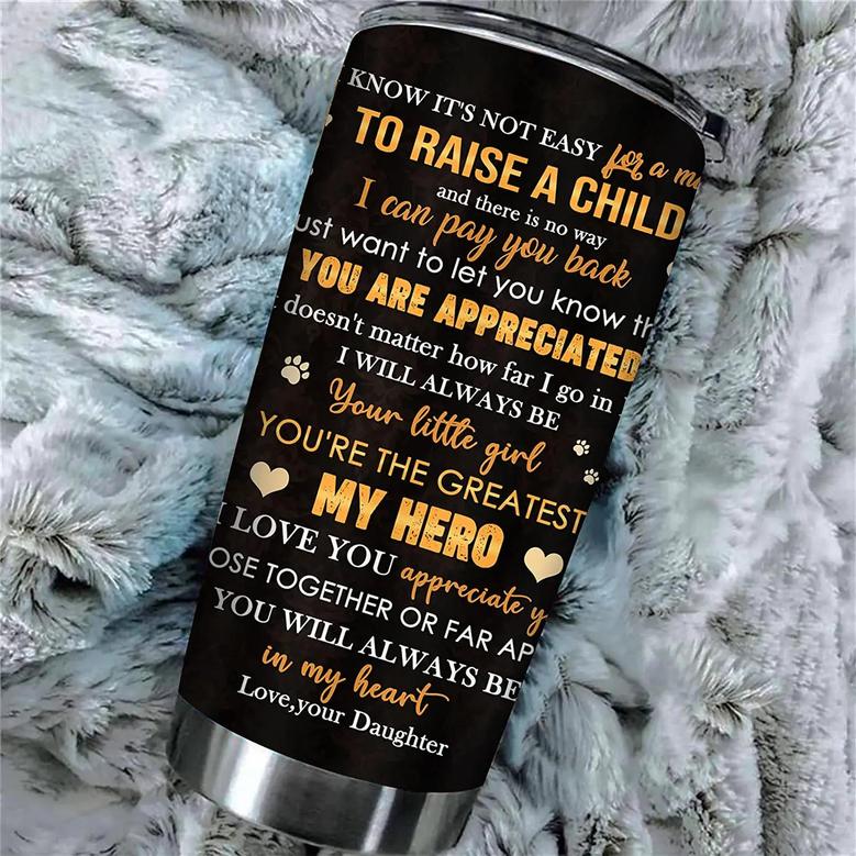 Dad Tumbler Gift From Daughter, Lion 20oz To My Dad Stainless Steel Tumbler, Best Dad Gifts On Fathers Day, Birthday, Valentines Day, Thanksgiving, Christmas