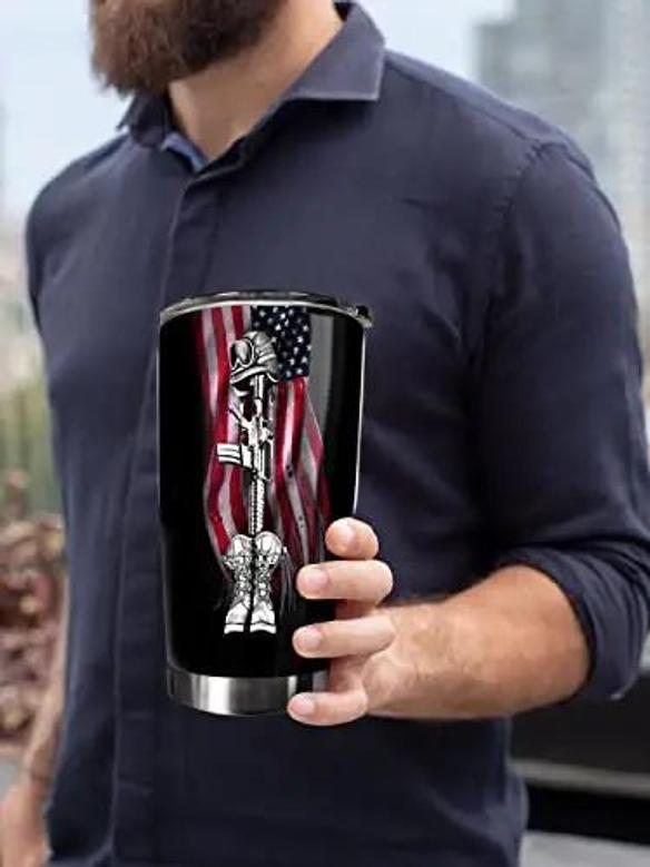 I'm A Dad Grandpa And A Veteran Tumbler, American Flag Tumbler, Soldiers Gifts, Fathers Day Tumbler, National Holiday Tumbler, Independence Day Gift Stainless Steel Tumbler 20 Oz