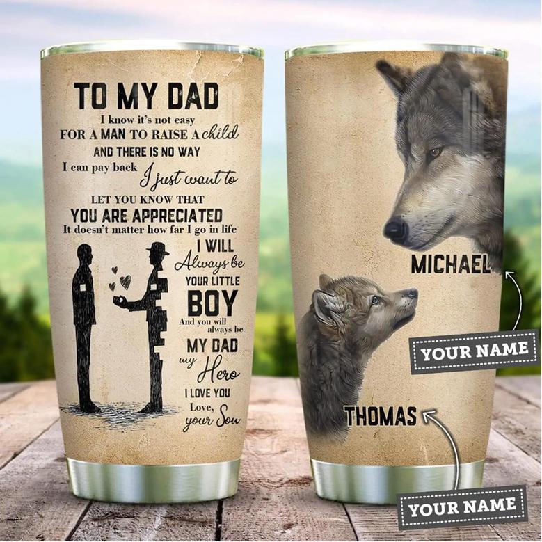 Personalized Name Tumbler, To My Dad Stainless Steel Tumbler, Father And Son Tumbler, Custom Name Tumbler, Gift For Father's Day, 20oz Stainless Steel Tumbler