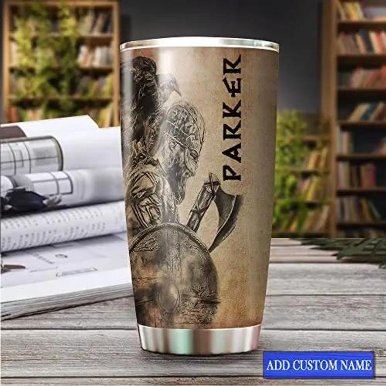 Viking Personalized Tumbler 20oz, Believe In Yourself Tumbler, Love Dad Tumbler, Custom Dad Name Tumbler, Gift For Father's Day, Viking Odin Stainless Steel Tumbler
