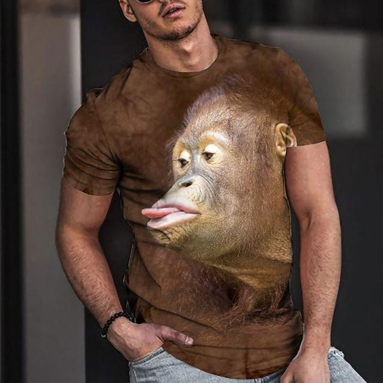 Men's T Shirt Tee Tee 3d Print Graphic Animal Round Neck Casual Daily 3d Print Short Sleeve Tops Designer Fashion Cool Comfortable Brown / Summer