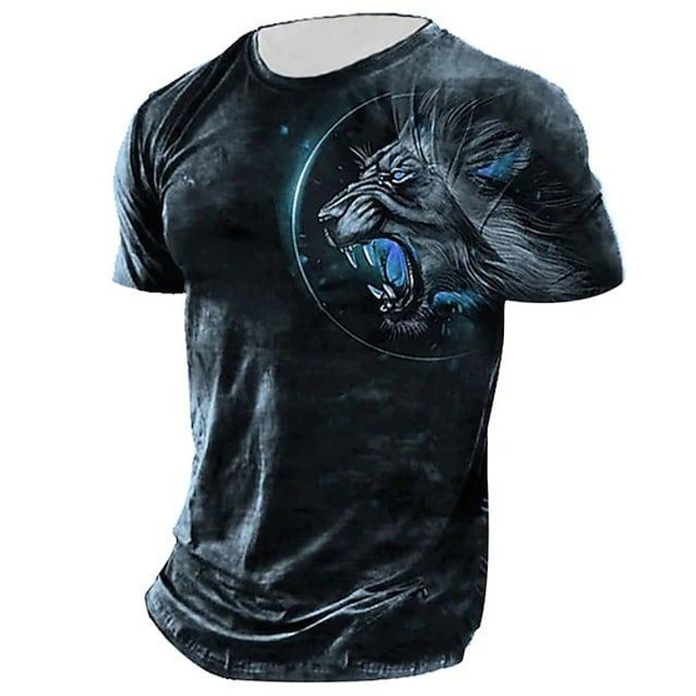 Men's Unisex T Shirt Tee 3d Print Graphic Prints Animal Crew Neck Street Daily Print Short Sleeve Tops Casual Vintage Big And Tall Sports Navy Blue / Summer