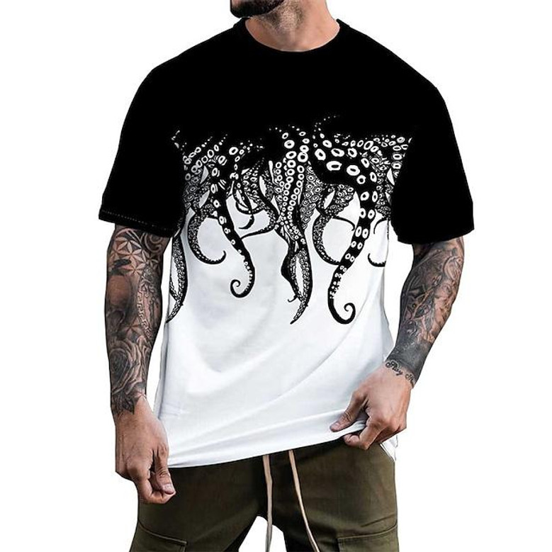 Men's Unisex T Shirt Tee Animal Graphic Prints Crew Neck Black Short Sleeve 3d Print Outdoor Street Print Tops Sports Designer Casual Big And Tall / Summer