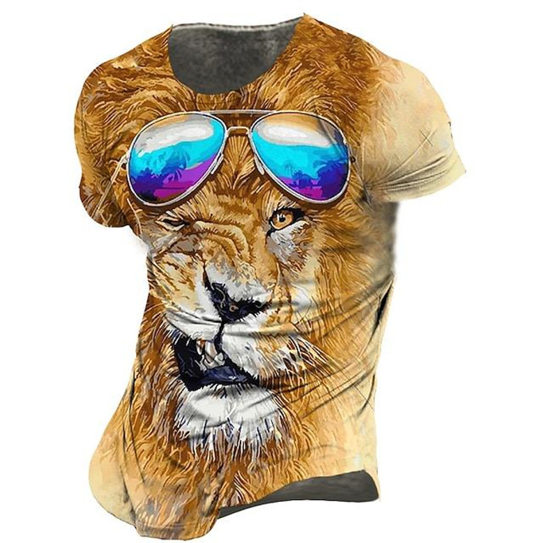 Men's Unisex T Shirt Tee Animal Graphic Prints Crew Neck Yellow Short Sleeve 3d Print Outdoor Street Print Tops Vintage Sports Designer Casual / Summer