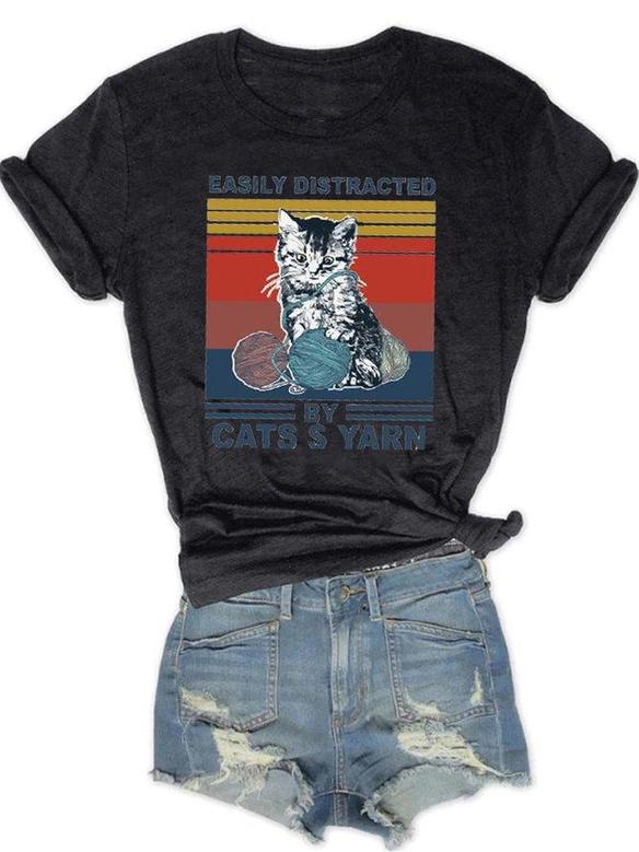 Easily Distracted By Cat Â¥ Yarn Graphic Tee