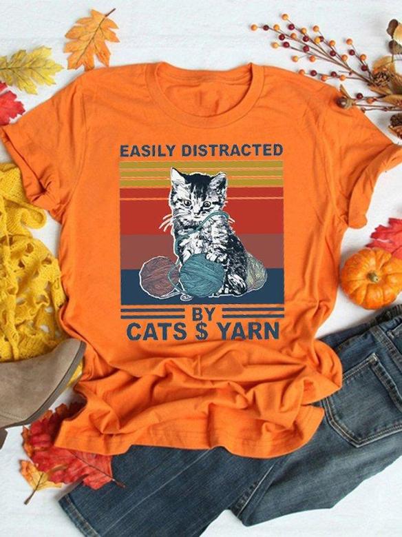 Easily Distracted By Cat Â¥ Yarn Graphic Tee
