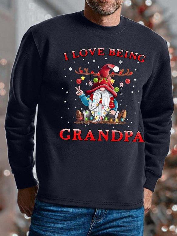 Men I Love Being Grandpa Merry Christmas Gnomes Regular Fit Sweatshirt