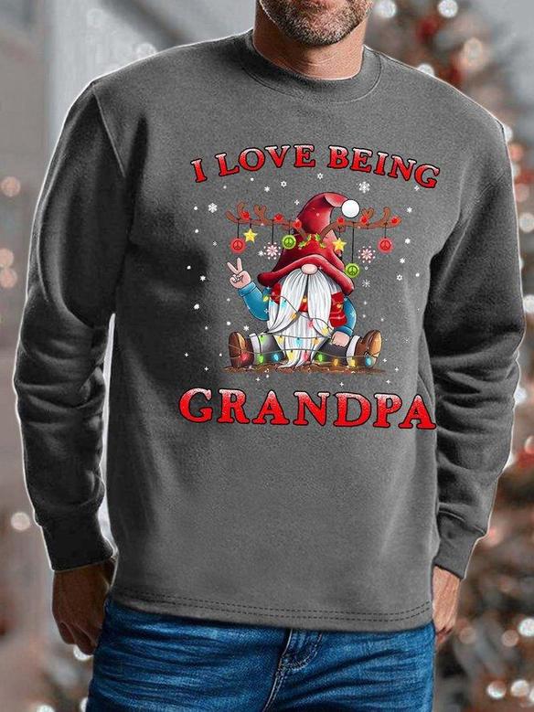 Men I Love Being Grandpa Merry Christmas Gnomes Regular Fit Sweatshirt