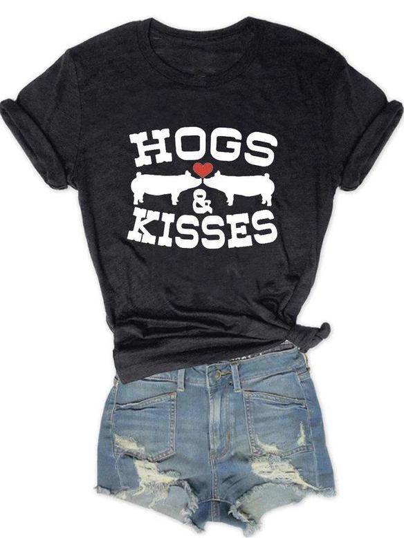 Valentine's Day Hogs Kisses Graphic Tee