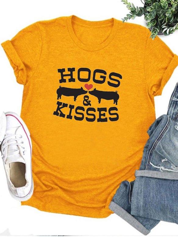Valentine's Day Hogs Kisses Graphic Tee