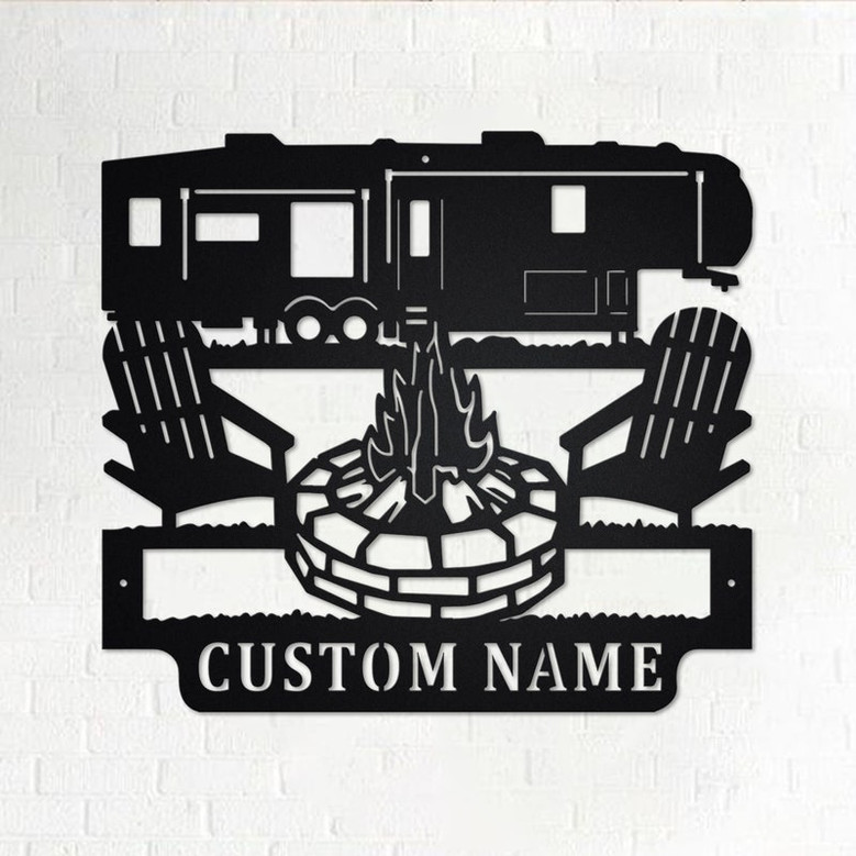Custom 5th Wheel Camper Metal Wall Art,Personalized Camper Name Sign Decoration For Room, Camping Metal Home Decor, Custom 5th Wheel Camper