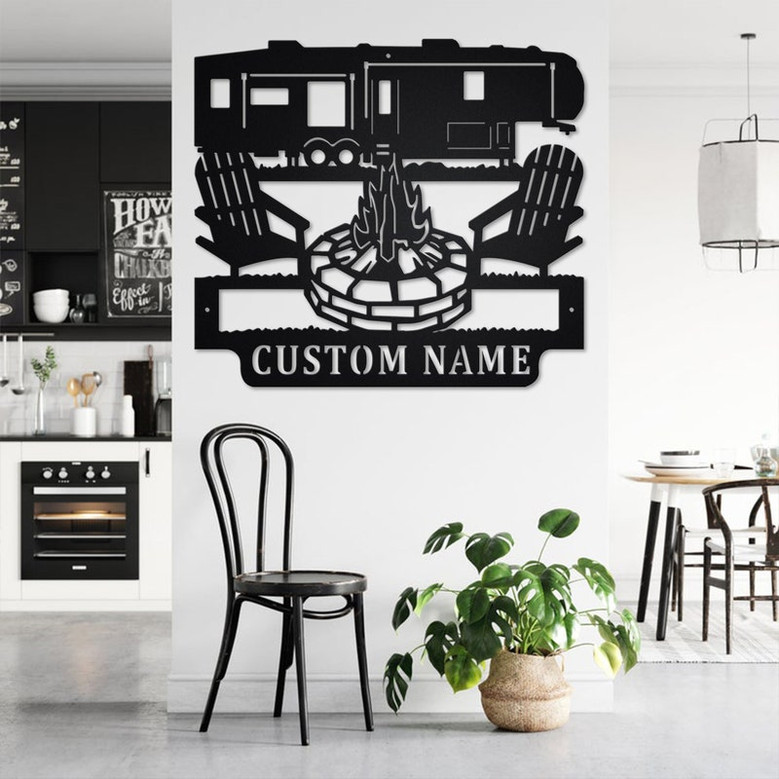 Custom 5th Wheel Camper Metal Wall Art,Personalized Camper Name Sign Decoration For Room, Camping Metal Home Decor, Custom 5th Wheel Camper