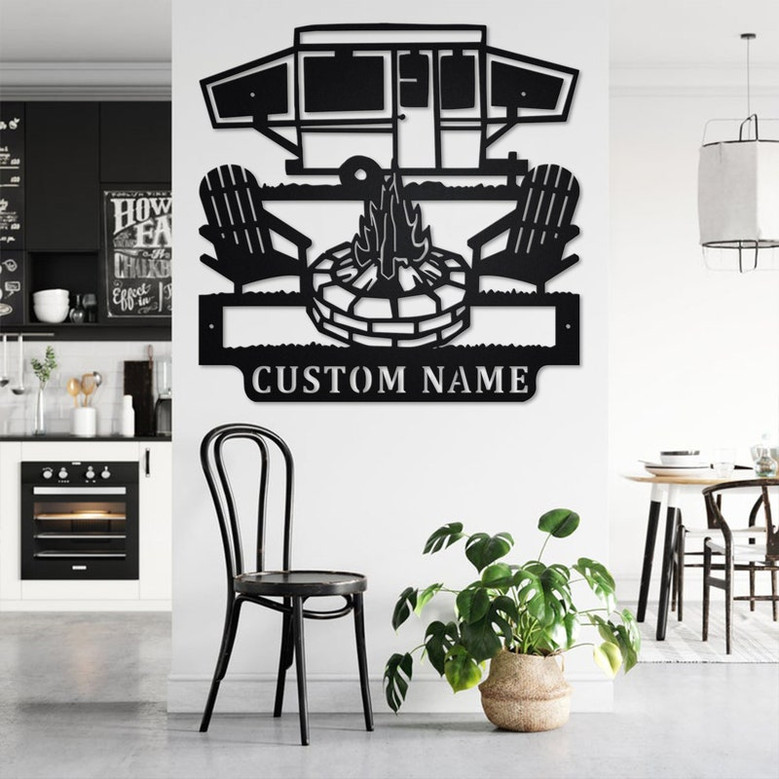 Custom Camping Car Metal Wall Art, Personalized Camper Name Sign Decoration For Room, Camping Car Metal Home Decor, Custom Camping Car