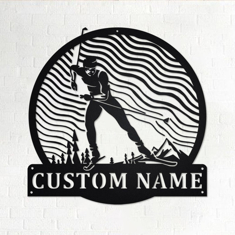 Custom Cross-Country SKI Metal Wall Art, Personalized Skier Name Sign Decoration For Room, Skiing Home Decor, Custom Cross-Country SKI