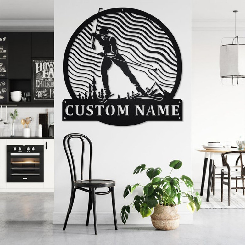 Custom Cross-Country SKI Metal Wall Art, Personalized Skier Name Sign Decoration For Room, Skiing Home Decor, Custom Cross-Country SKI