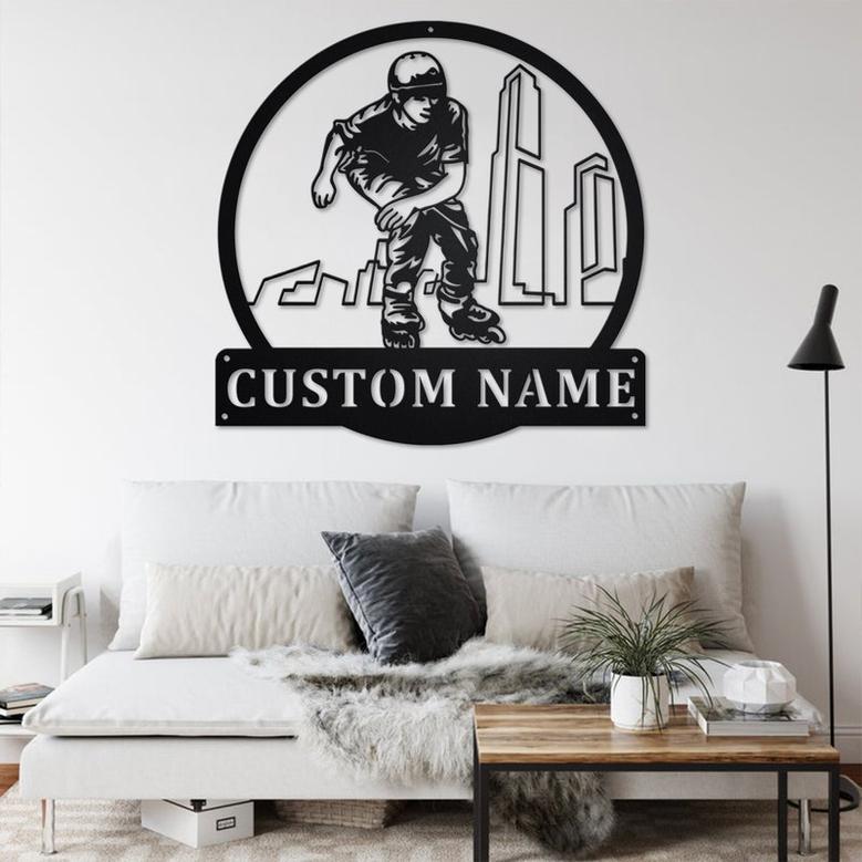 Custom Inline Skates Metal Wall Art, Personalized Inline Skates Name Sign Decoration For Room, Inline Skates Home Decor,Custom Inline Skates