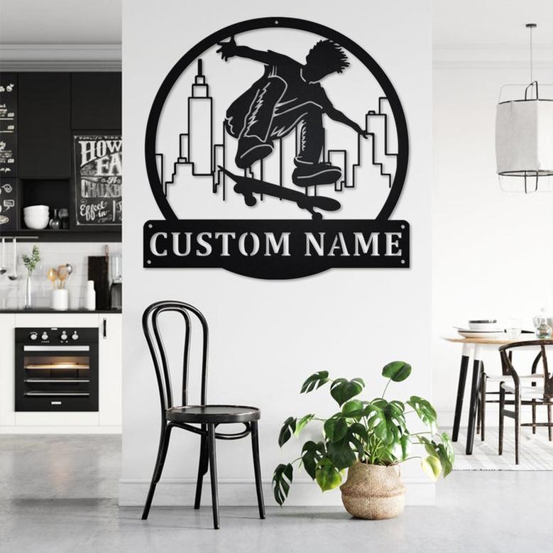 Custom Skateboard Metal Wall Art, Personalized Skateboard Name Sign Decoration For Room, Skateboard Home Decor, Custom Skateboard