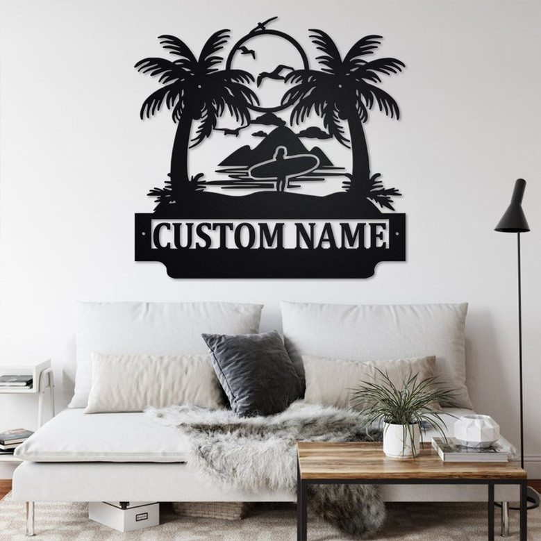 Custom Summer Vibes Surfer Metal Wall Art, Personalized Surfer Name Sign Decoration For Room, Surfer Home Decor, Custom Surfe, Surfer Gift