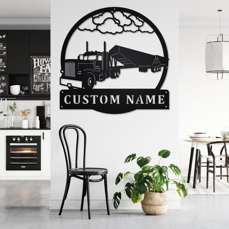 Custom Super B Grain Truck Metal Wall Art, Personalized Truck Driver Name Sign Decoration For Room, Super B Grain Truck Home Decor, Trucker