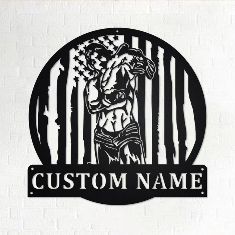 Custom USA Female Noodler Catfish Metal Wall Art, Personalized Noodling Head Name Sign Decoration For Room, Noodler Catfish Head Home Decor