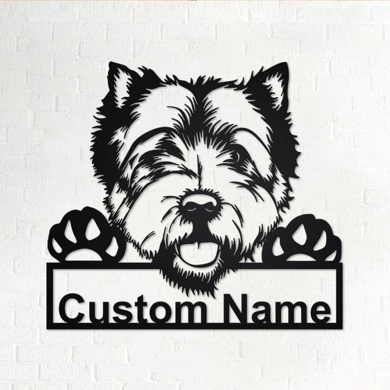 Custom West Highland White Terrier Dog Metal Wall Art, Personalized West Highland White Terrier Name Sign Decoration For Room,Dog Home Decor