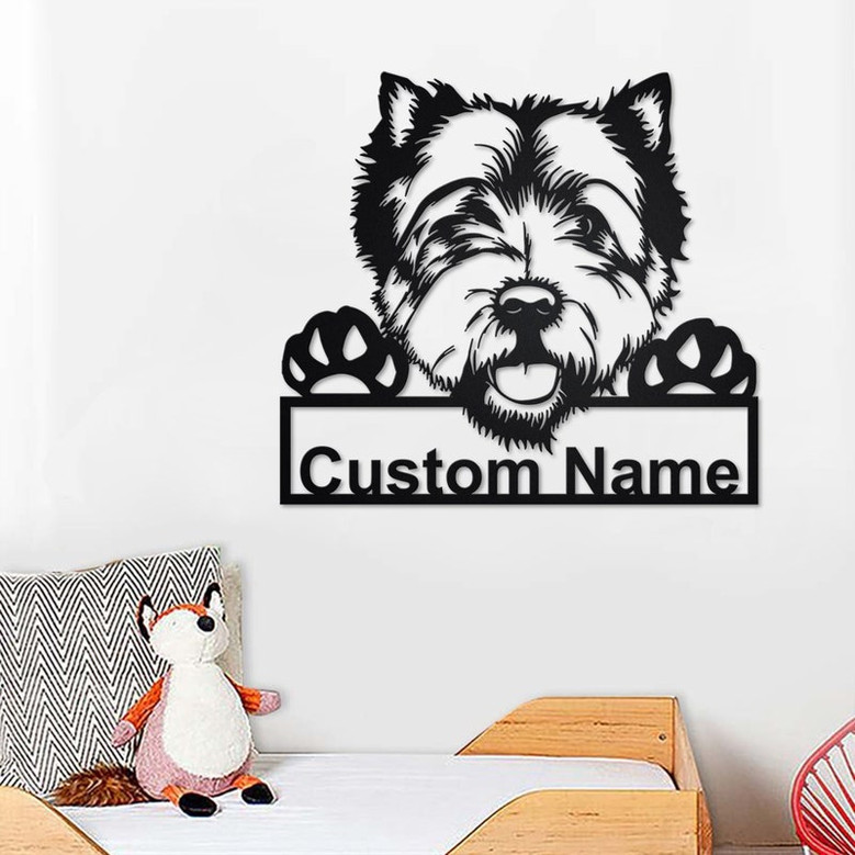 Custom West Highland White Terrier Dog Metal Wall Art, Personalized West Highland White Terrier Name Sign Decoration For Room,Dog Home Decor