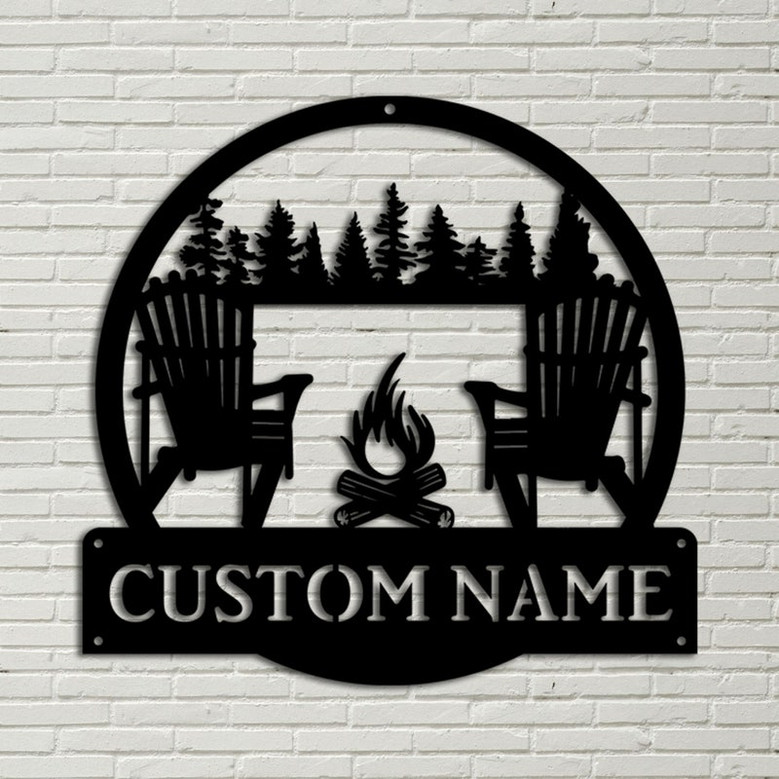 Custom Campfire Sign, Metal Outdoor Sign, Camper Decor, Personalized Camping Gifts Fire Pit Sign Outdoor, Decor Cabin Sign, Campsite Sign