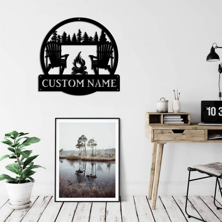 Custom Campfire Sign, Metal Outdoor Sign, Camper Decor, Personalized Camping Gifts Fire Pit Sign Outdoor, Decor Cabin Sign, Campsite Sign