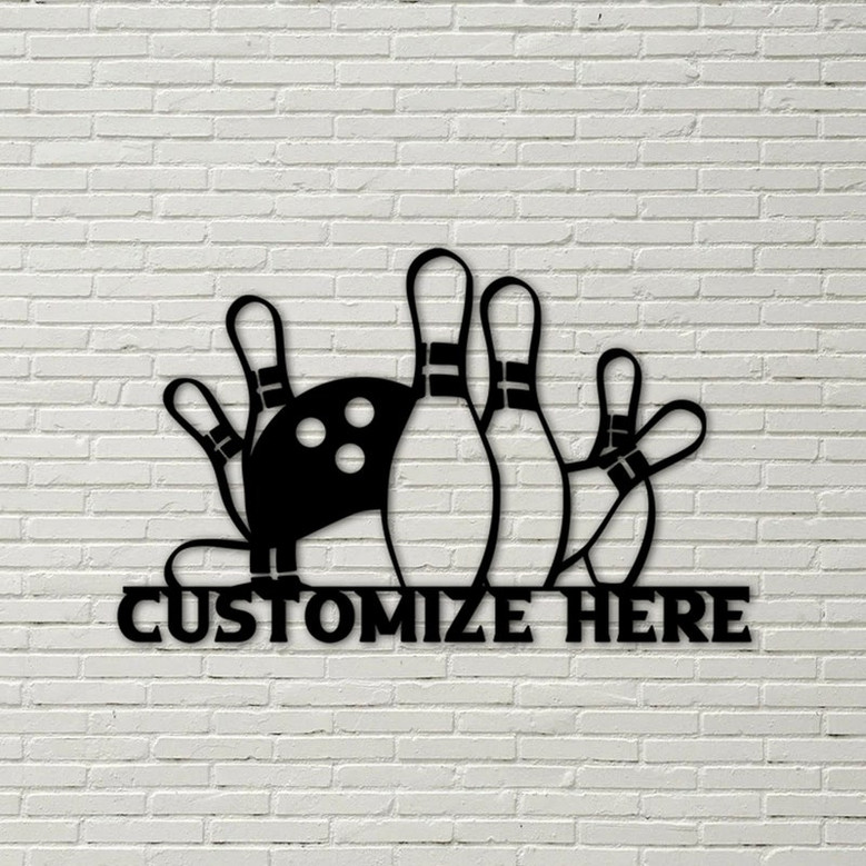 Customizable Metal Bowling Sign, bowling gift, game room sign, bowling decor, bowling lover, bowling room, sports sign