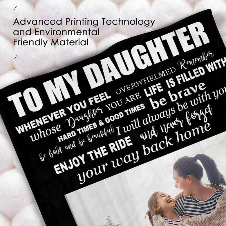 Personalized Bed Blanket With Picture To My Daughter From Mom Dad Black Custom Spotify Code Blanket Ultra-soft Micro Throw Blanket For Family Baby Girl Wife Husband Birthday Wedding