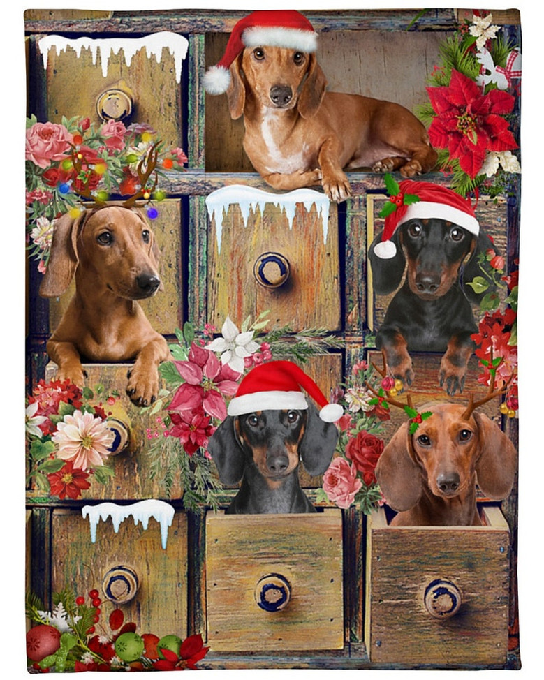 Dachshund Hello Christmas Blanket, Christmas blankets, Pet Mom blankets, Dachshund Mom, Dachshund Dad, blanket for daughter, blanket for son