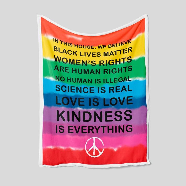 In This House We Believe Black Lives Matter Blanket, Women's Rights Are Human Rights Blanket -Gift Blanket, Blanket For Peace