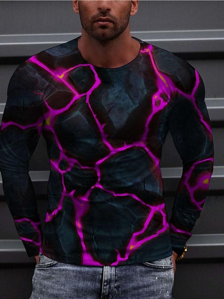 JEOCODY Women's Long Sleeve Graphic Tee - 3D Printed Crewneck Blouse, Loose Fit, Sizes XS-6XL