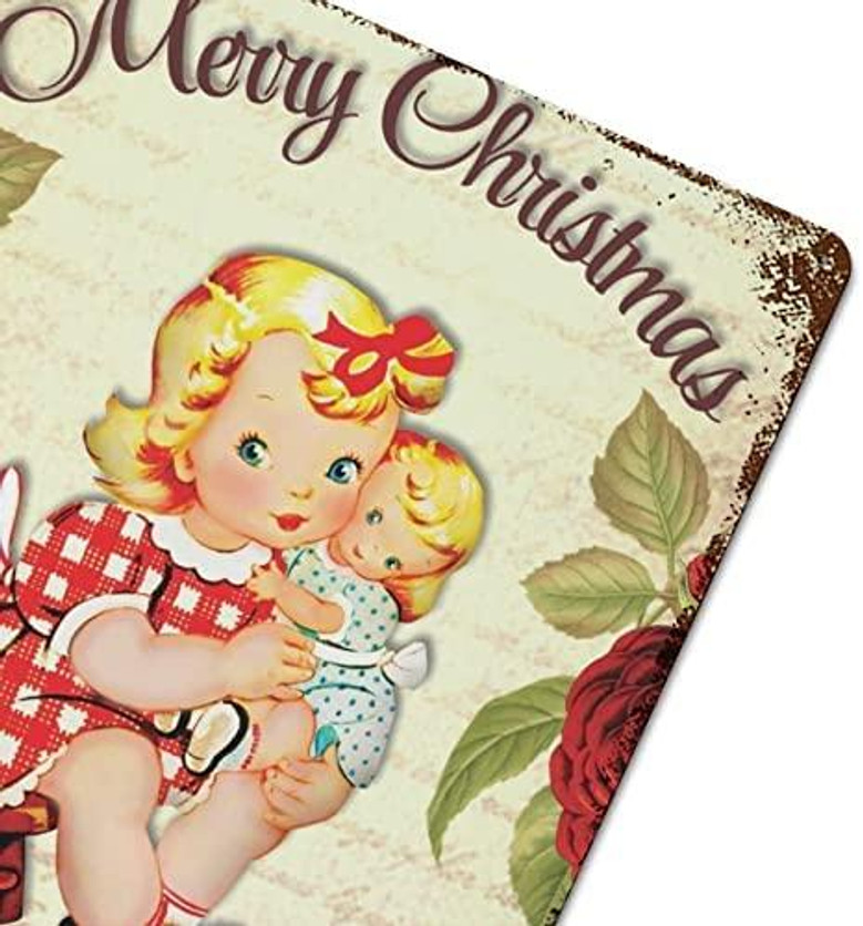 Angel Girls Metal Sign Merry Christmas Metal Tin Sign Vintage Metal Plaque For Halloween Christmas Thanksgiving Fall Home Wall Door Farmhouse Wedding Birthday Housewarming Gift