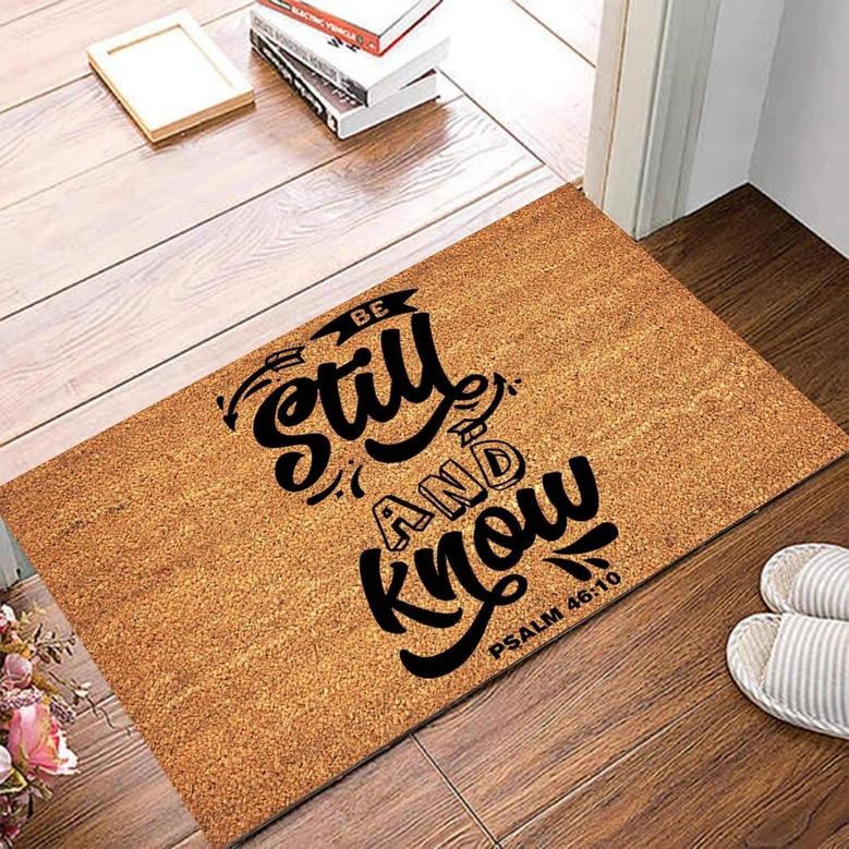 Coir Doormat Natural - Be Still And Know Outdoor Doormats For Entrance Way Outdoors Funny Entryway Rug For Outdoor And Indoor Uses Home Décor