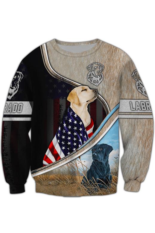 Proud American Labradors Sweatshirt, Labrador Sweatshirt, Dog Sweatshirt For Humans Christmas Sweater 3D Print Crewneck Men Women Sweater