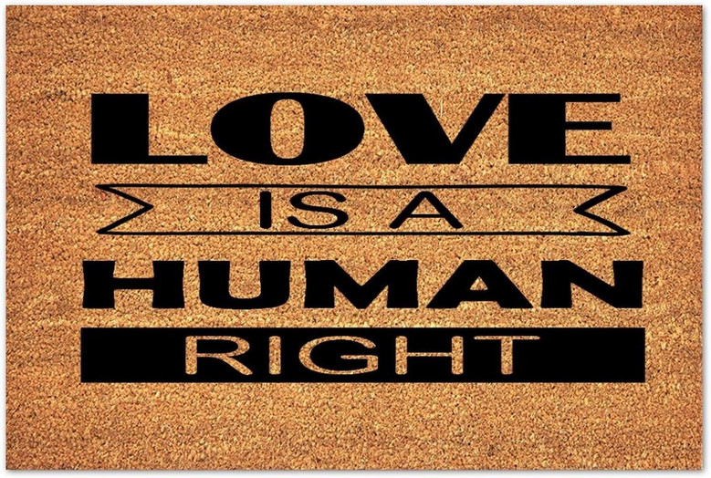 Love Is A Human Right Coir Mat Non-slip Backing Entryway Rugs Indoor, Funny Coir Doormat Entry Mat Custom Door Mats For Front Door Love Is A Human Right Coir Mat Non-slip Backing Entryway Rugs Indoor, Funny Coir Doormat Entry Mat Custom Door Mats For Front Door