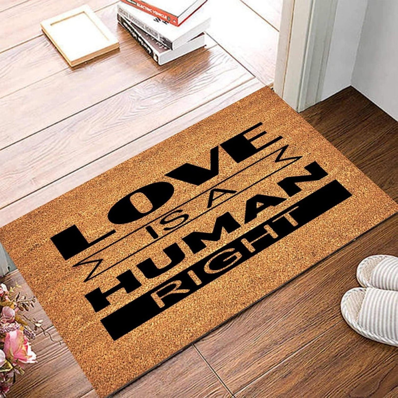Love Is A Human Right Coir Mat Non-slip Backing Entryway Rugs Indoor, Funny Coir Doormat Entry Mat Custom Door Mats For Front Door Love Is A Human Right Coir Mat Non-slip Backing Entryway Rugs Indoor, Funny Coir Doormat Entry Mat Custom Door Mats For Front Door