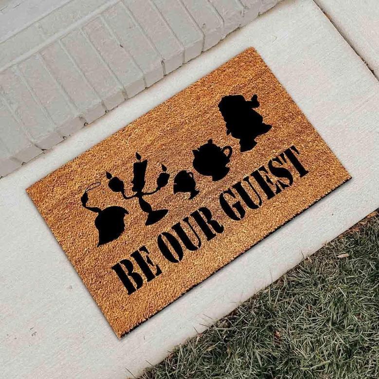 Funny Coir Doormat Be Our Guest Entryway Outdoor Floor Door Mat With Heavy Duty Front Porch Easy To Clean Natural Brown Mat